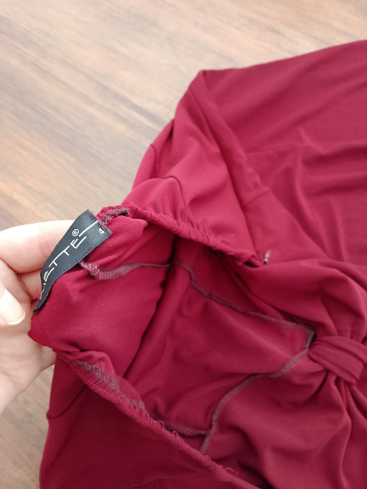 Bordo Drapeli Uzun Askılı Elbise - Görsel 2