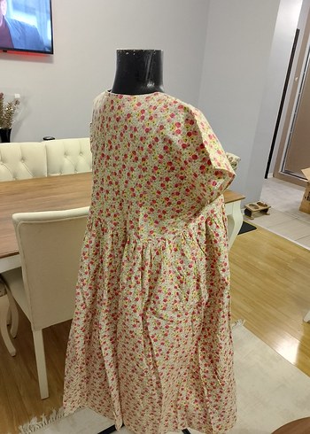 Pamuklu Pembe Midi elbise - Görsel 2