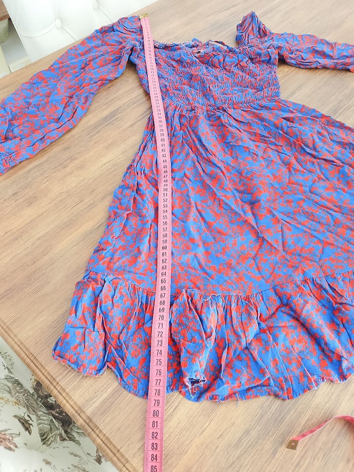 Uzun Kollu Renkli Bohem Uzun Elbise - Görsel 4