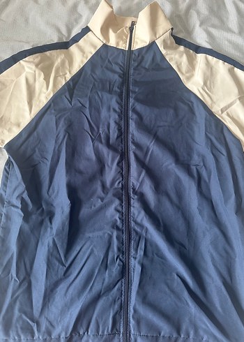 Mavi Şeritli Kadın Erkek Rüzgarlık Vintage Mont Ceket - Görsel 5