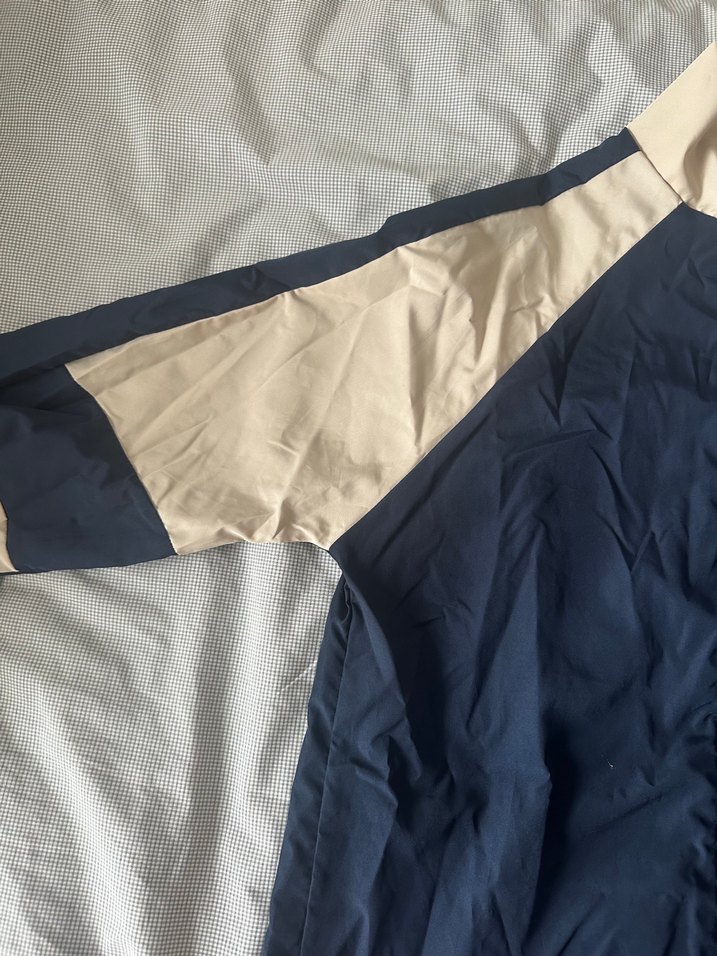 Mavi Şeritli Kadın Erkek Rüzgarlık Vintage Mont Ceket - Görsel 3