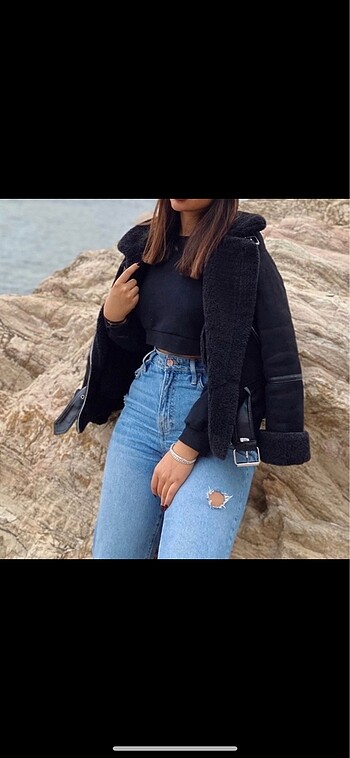 Stradivarius içi kürklü Biker ceket