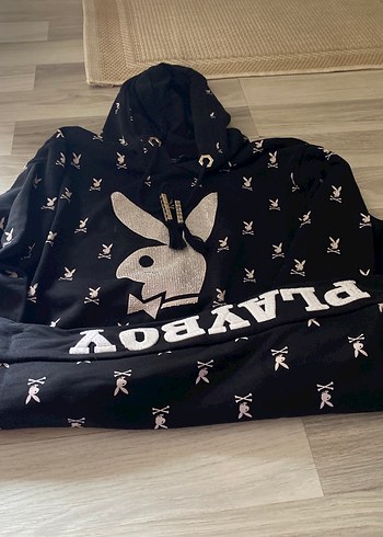 Siyah Kapüşonlu Baskılı bayan Sweatshirt - Görsel 3