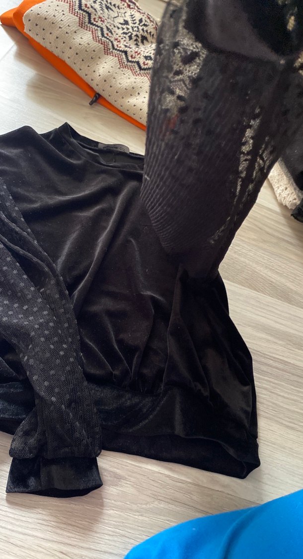 Siyah kadife Kadın Bluz - Görsel 2