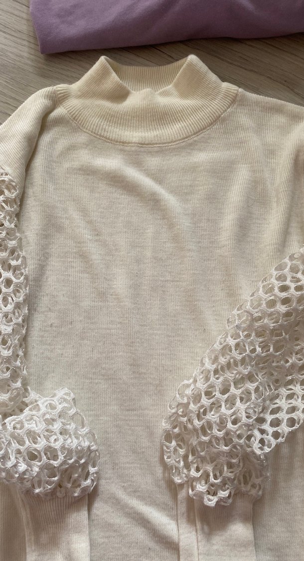 Beyaz Bohem triko Kadın Kazak - Görsel 2