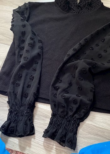 Siyah Puantiyeli Uzun Kollu Kadın Bluz - Görsel 3