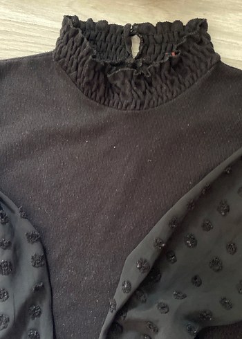 Siyah Puantiyeli Uzun Kollu Kadın Bluz - Görsel 2