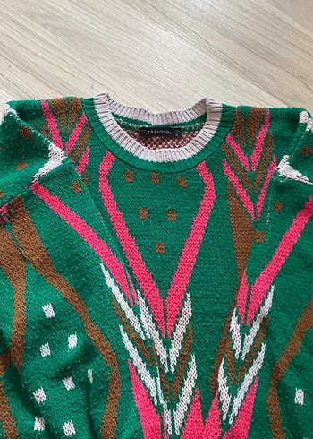 Renkli Desenli Bohem Kadın Kazak - Görsel 2