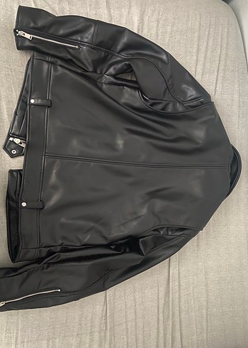 Siyah Deri Biker Ceket - Görsel 4