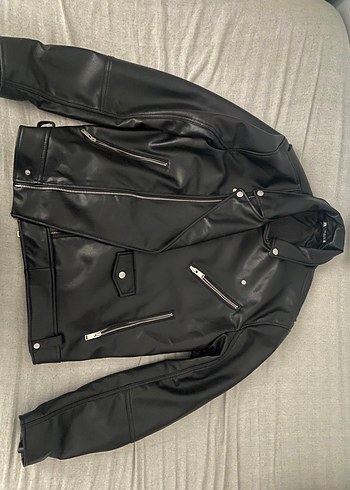 Siyah Deri Biker Ceket - Görsel 2