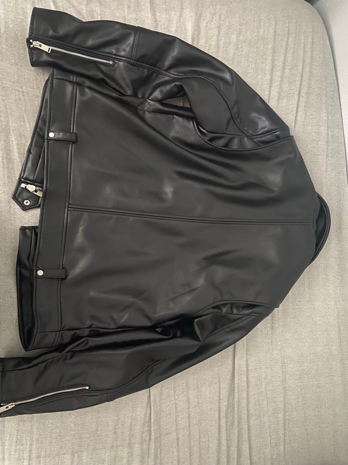 Siyah Deri Biker Ceket - Görsel 4