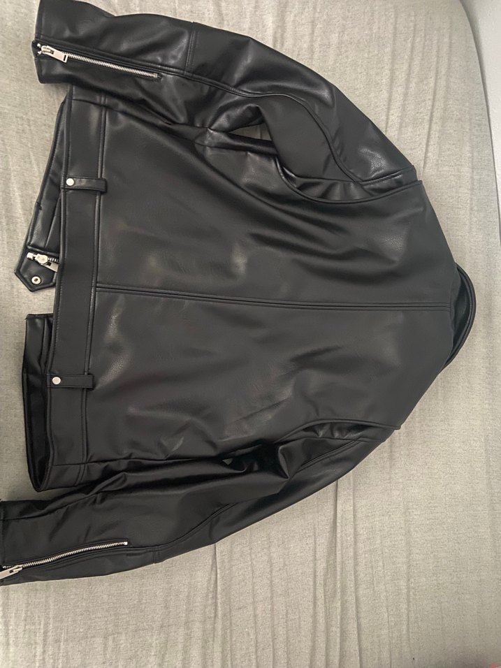 Siyah Deri Biker Ceket - Görsel 3