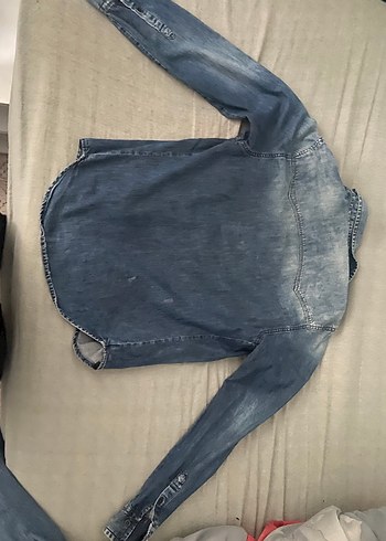 Düğmeli Mavi Kadın Denim Ceket - Görsel 3