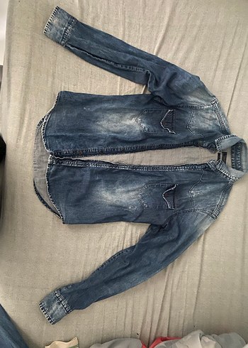 Düğmeli Mavi Kadın Denim Ceket - Görsel 2