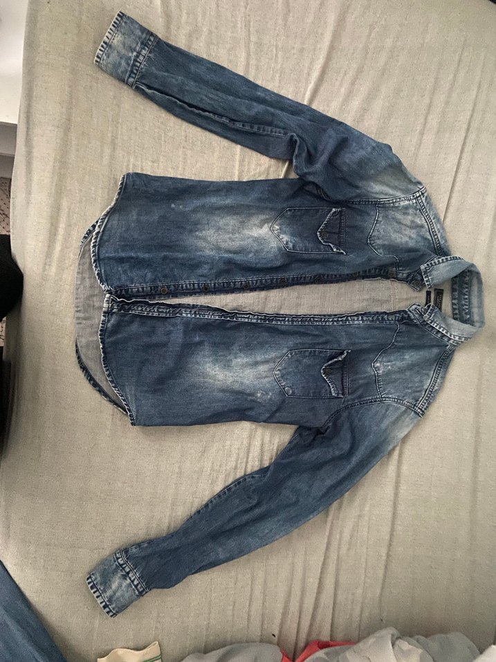 Düğmeli Mavi Kadın Denim Ceket - Görsel 2