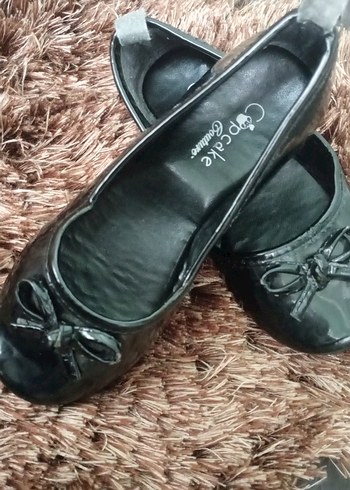 Siyah Yılan Desenli Dolgu Topuklu Kadın Babet - Görsel 2