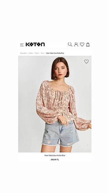 l Beden çeşitli Renk Koton marka Çiçek desen balon kol bluz