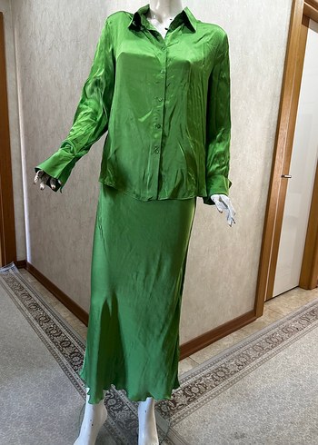 Massimo Dutti Yesil Saten Takim