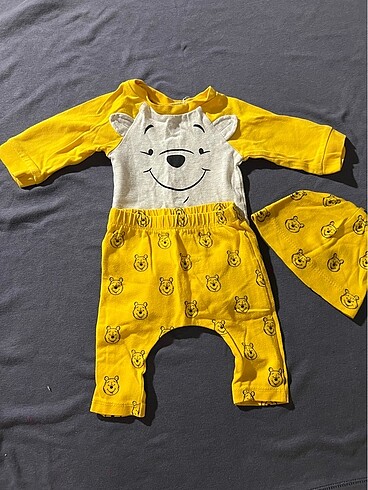 Yenidoğan Beden sarı Renk Winnie the pooh bebek tulum