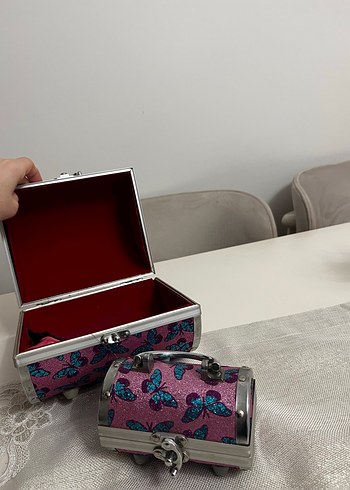 Mor Renkli Yılan Desenli Makyaj Çantası - Görsel 2