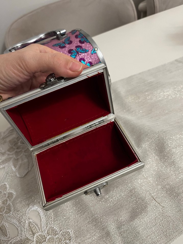 Mor Renkli Yılan Desenli Makyaj Çantası - Görsel 3