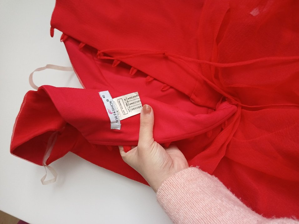 Kırmızı V Yaka Drapeli Midi Abiye Elbise - Görsel 3