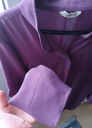 Düğmeli Mor V Yaka Hamile Bluzu - Görsel 2