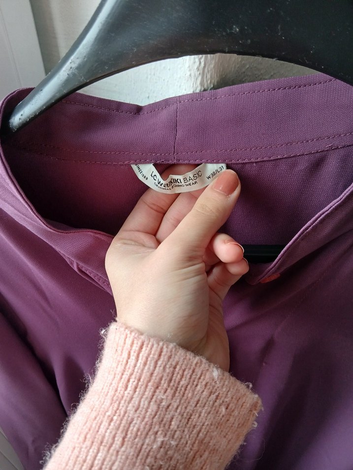 Düğmeli Mor V Yaka Hamile Bluzu - Görsel 3