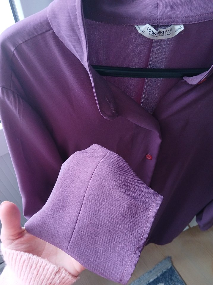 Düğmeli Mor V Yaka Hamile Bluzu - Görsel 2