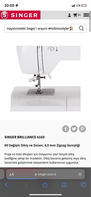 Beden Renk Singer Brillance 6160