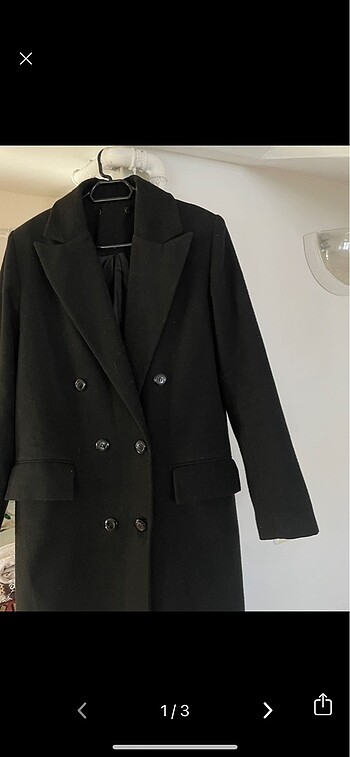Diğer uzun siyah kaşe blazer model palto