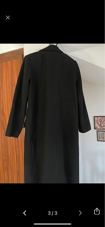 m Beden uzun siyah kaşe blazer model palto