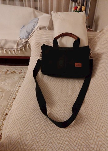 Siyah kanvas Fermuarlı Kadın Çanta - Görsel 4