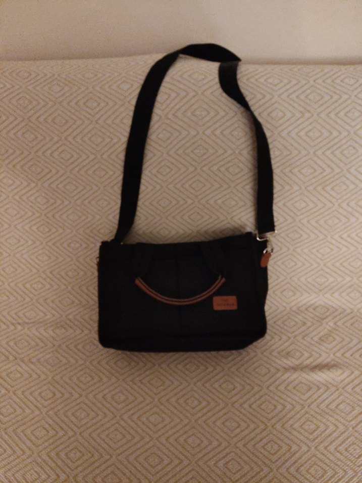 Siyah kanvas Fermuarlı Kadın Çanta - Görsel 2