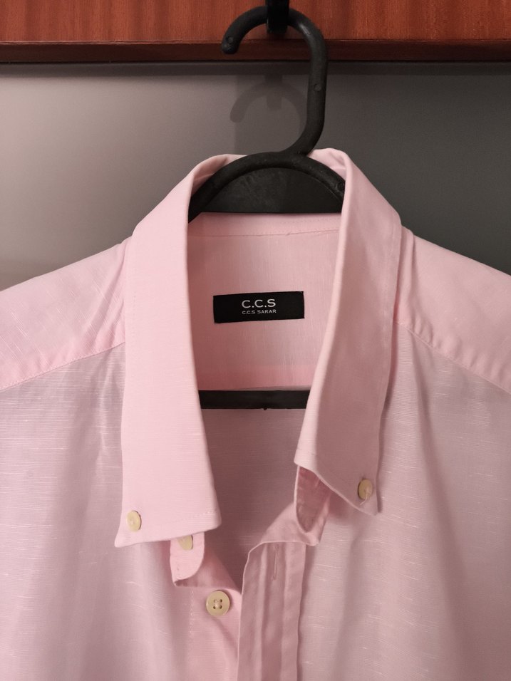 Sarar Pembe Kısa Kollu Erkek Gömlek - Görsel 2