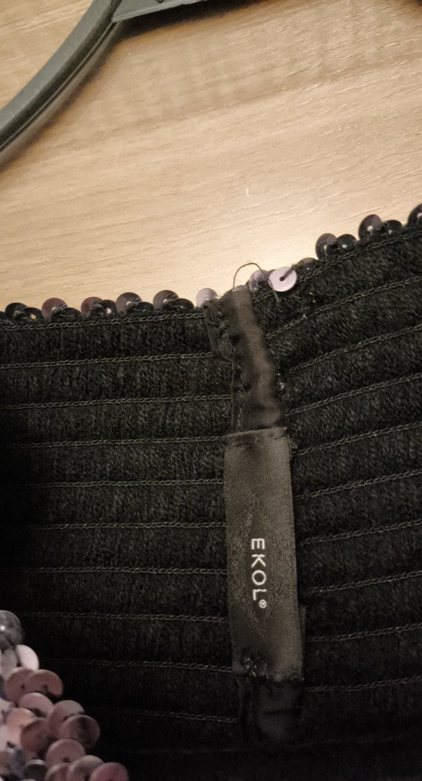 Gri Payetli straplez bluz - Görsel 2