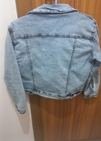 Gri Düğmeli Kadın Denim kot ceket - Görsel 5