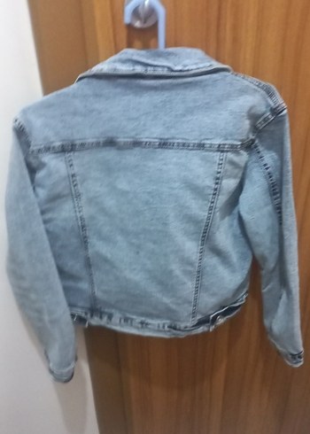 Gri Düğmeli Kadın Denim kot ceket - Görsel 4