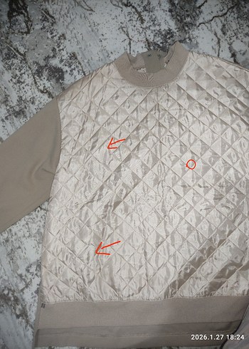 Düğmeli Bej Kadın Sweatshirt - Görsel 10