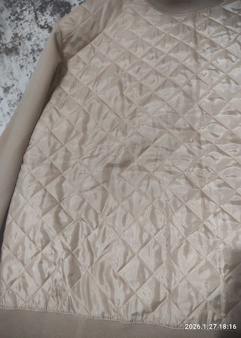 Düğmeli Bej Kadın Sweatshirt - Görsel 6