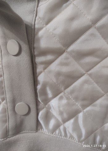 Düğmeli Bej Kadın Sweatshirt - Görsel 3