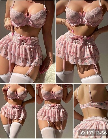 Pembe çiçek desenli gecelik
