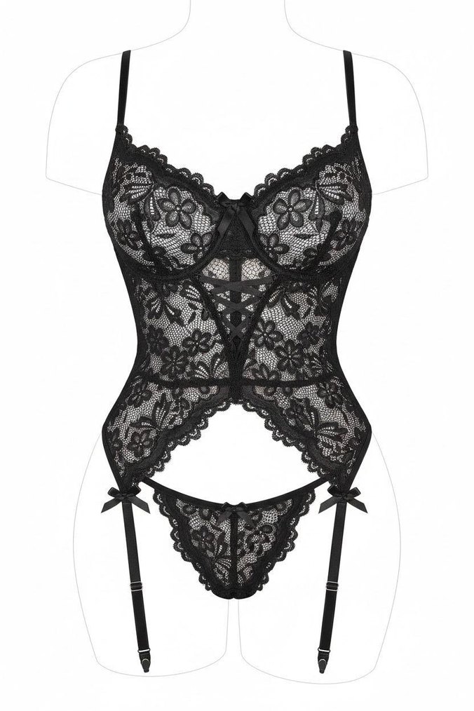 Siyah Dantel Detaylı Gotik Büstiyer - Görsel 3