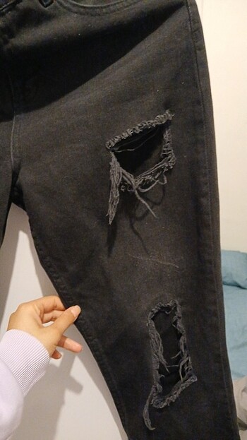 Kot Siyah yirtmacli Mom Jean - Görsel 13