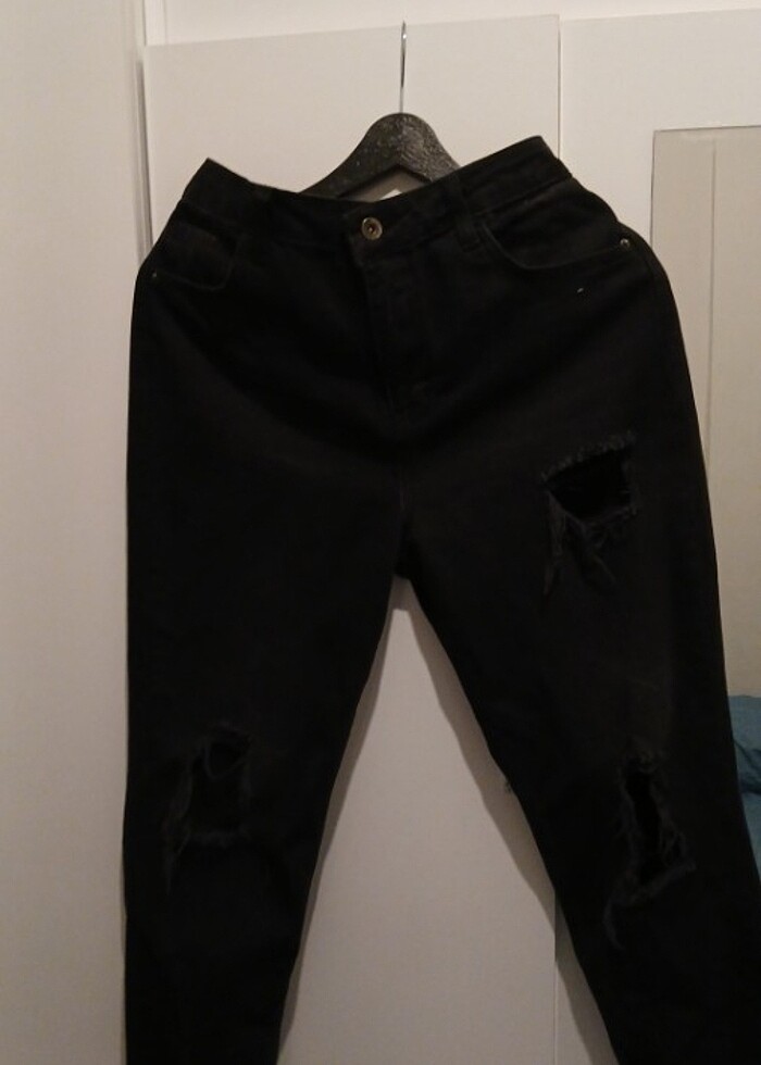 Kot Siyah yirtmacli  Mom Jean   - Görsel 2