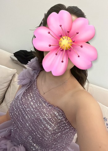 m Beden Lila helen model tek omuzlu nişan elbisesi