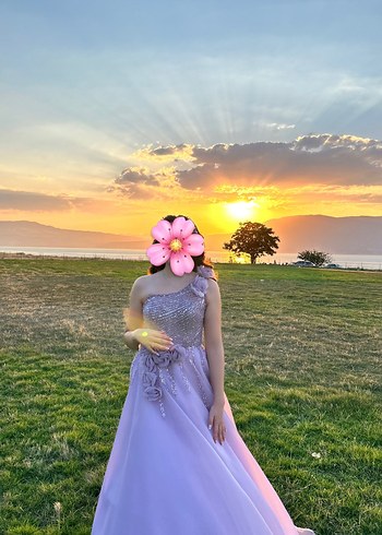 Diğer Lila helen model tek omuzlu nişan elbisesi