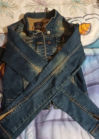 Kızlar için Koyu Mavi Denim Ceket - Görsel 3