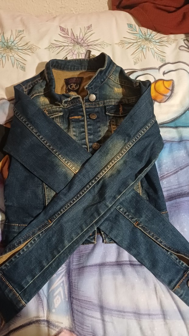 Kızlar için Koyu Mavi Denim Ceket - Görsel 3