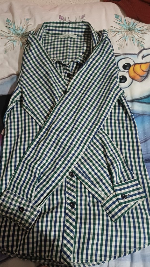 Yeşil Kareli Kısa Kollu Kadın Gömlek - Görsel 3